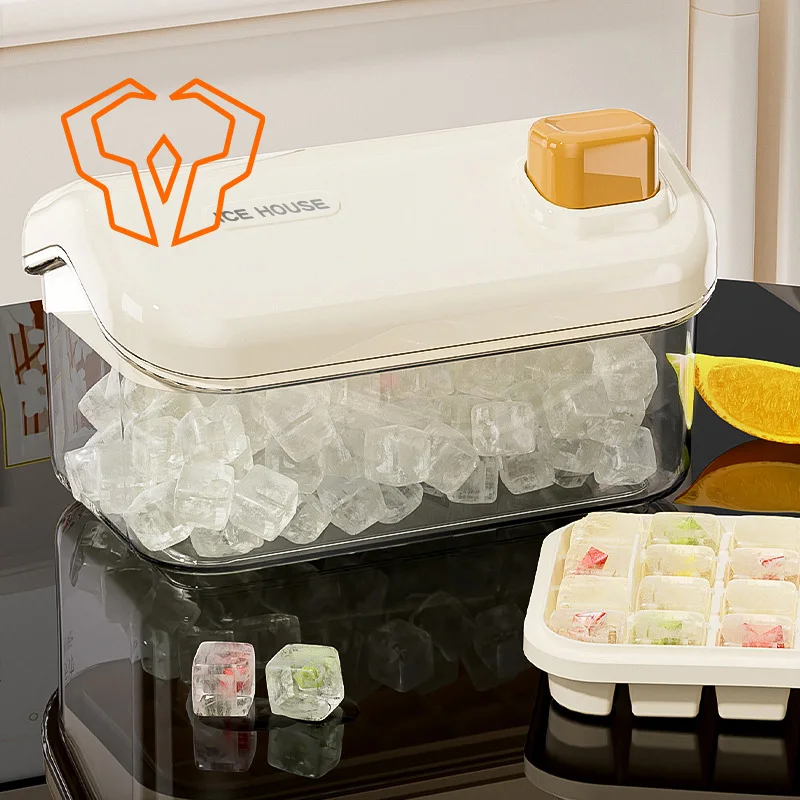 

Ice Grid Large Capacity Home Use Food Grade Refrigerator One Click Press Ice Making Box Mold Diy with A Cover Ice Storage Box