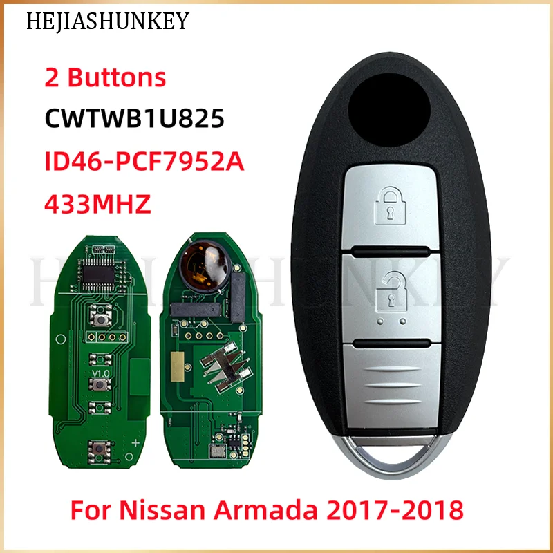 

CWTWB1U825 TWB1G662 2Button Remote Key 433MHz ID46 Chip For Nissan Micra Juke Sentra Patrol Note Navara Tiida Frontier 2017-2018