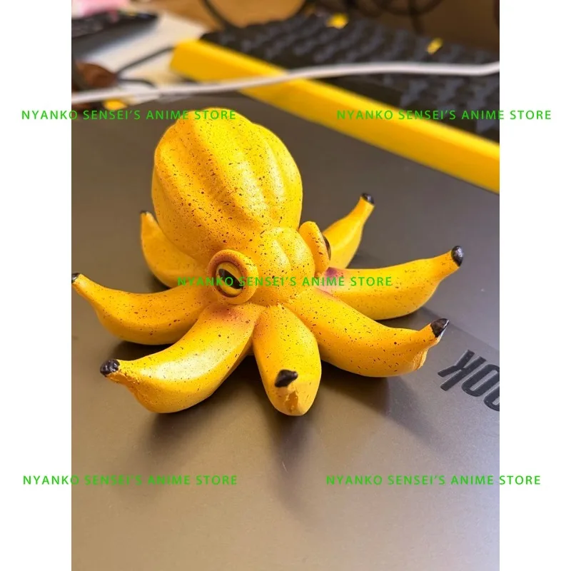 In Stock Banana Octopus Creative Home Resin Ornament Cartoon Decor 12cm Figure Anime Models Toy Doll Gift Hobby Collectible