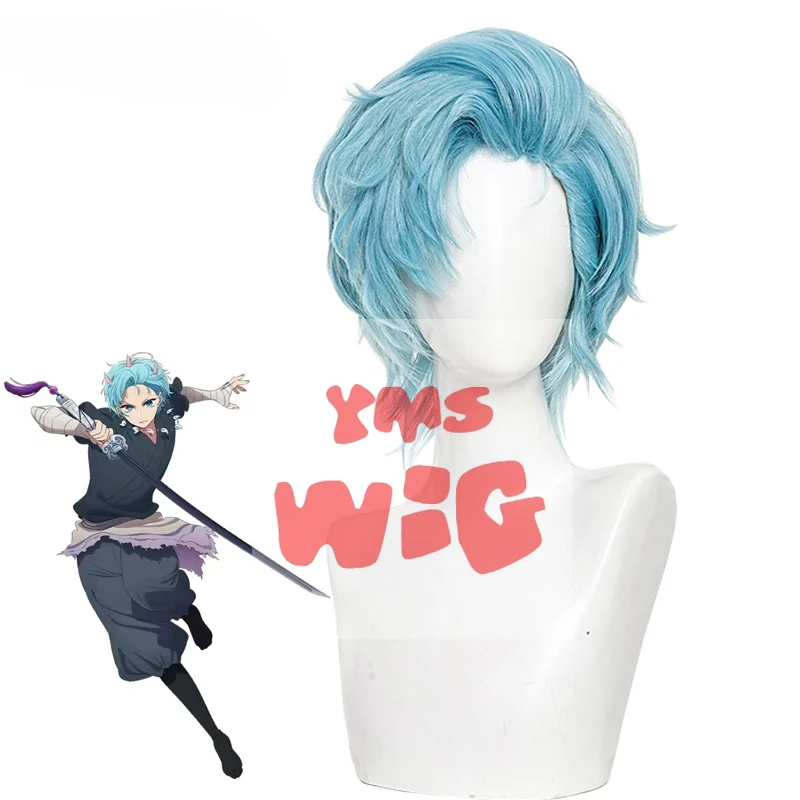 YMS WIG Synthetic Hair Hoshino Akuamarin Cosplay Wigs Oshi No Ko Season 2 Touki Stage 35cm Short Light Blue Wig Heat Resistant