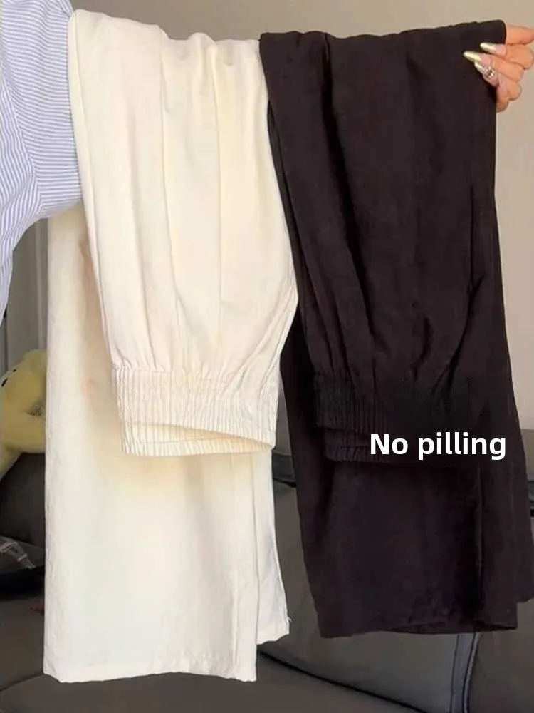 

Модные широкие брюки из ледяного шелка с высокой талией, свободные повседневные летние брюки больших размеров для женщин, стильные прямые брюки для офиса