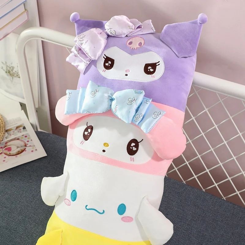 Coussin de dos Long de dessin animé, confortable Kuromi My Melody cannelle, poupée en peluche, oreiller, décoration de la maison, cadeaux d'anniversaire, jouet