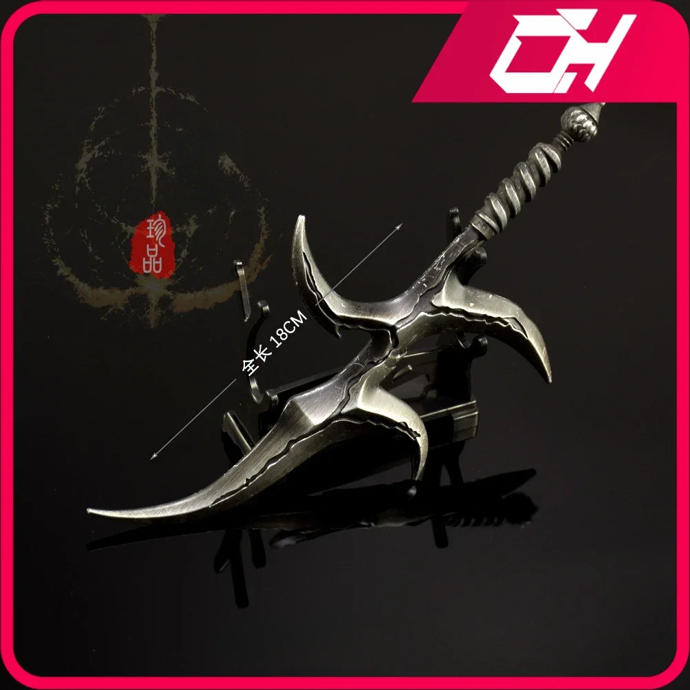 18cm Black Knife Melee Armament  Blade of Death Eldens Game Weapon Metal Katana Model Accessories Keychains Ornaments Gifts Toys