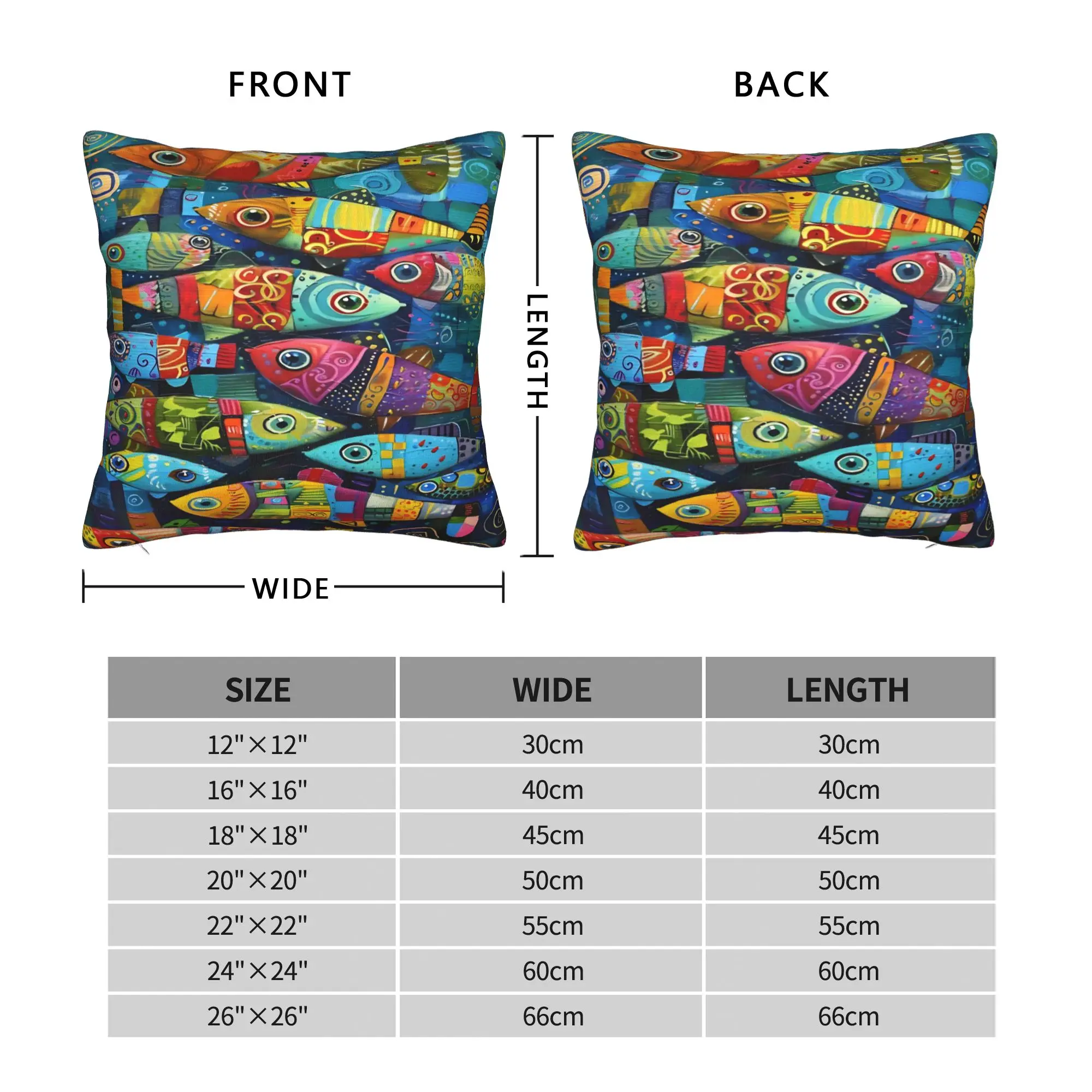 Fish Bait Pillow Case Colorful Printed Fish Fishing Pattern   Kawaii Pillow Cover Graphic Pillowcases For Living Room Sofa