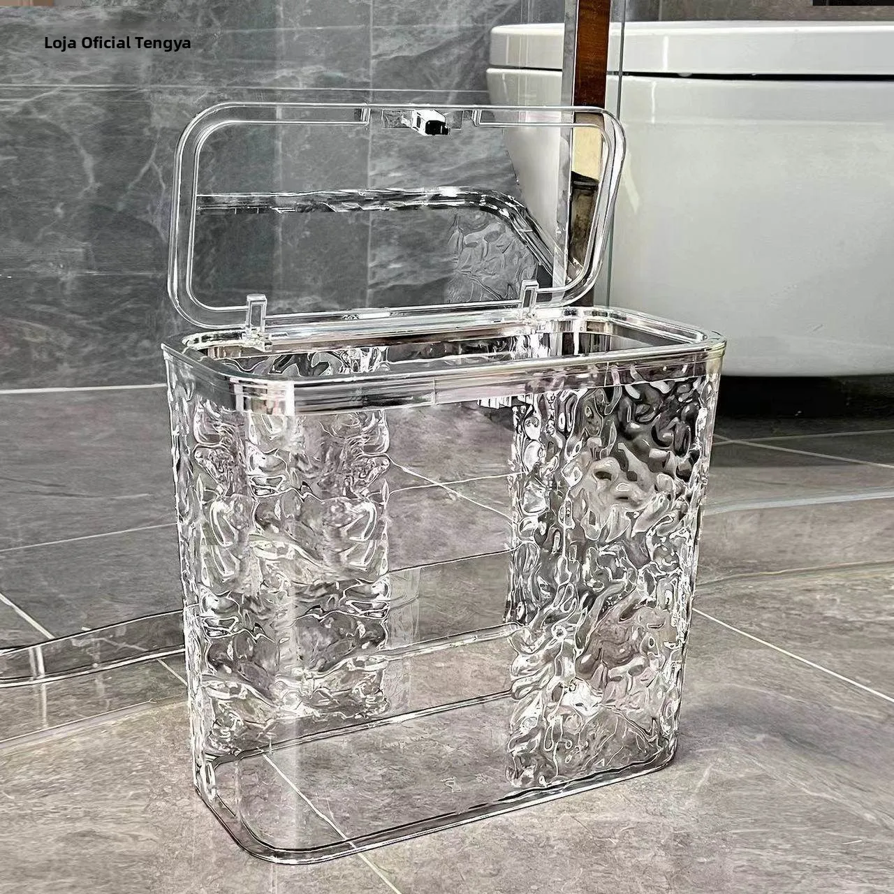 stainless-steel-press-type-toilet-bathroom-trash-can-with-lid-sewer-utilization-high-aesthetic-value-ice-wave-pattern
