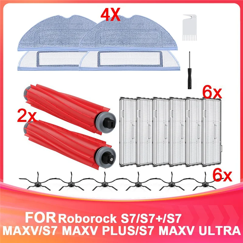 

Набор аксессуаров для Roborock S7/S7+/S7 Maxv/S7 Maxv Plus/S7 Maxv Ultra.Основные щетки, боковые щетки, фильтры HEPA, салфетки для швабры-B27C