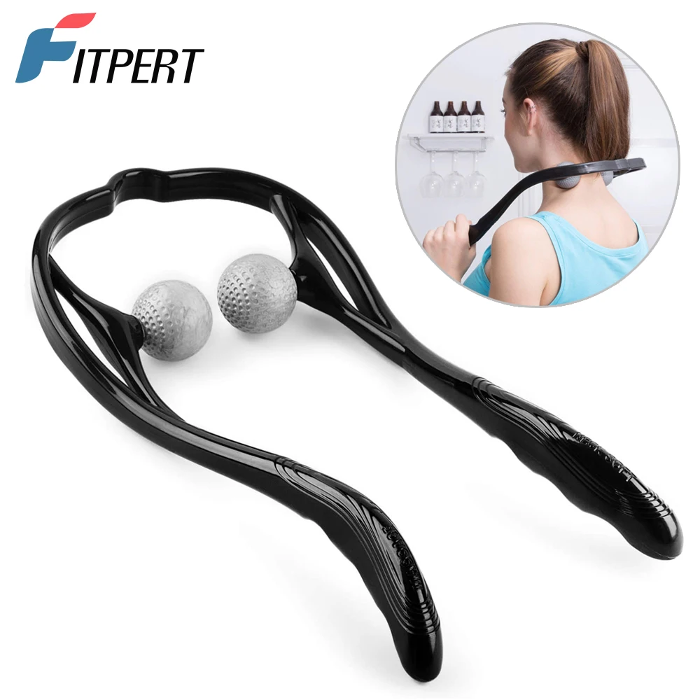 Neck Massager Shiatsu Deep Tissue Dual Trigger Point Shoulder Massager for Pain Relief, Ergonomic Handle, Lightweight & Portable