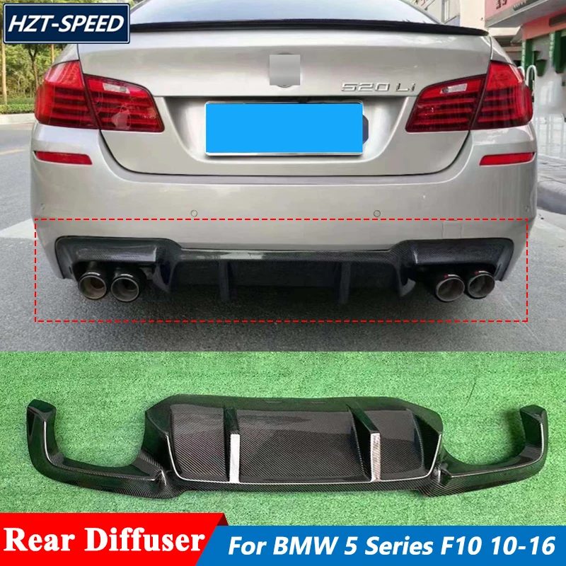 M Style Carbon Fiber Rear Bumper Lip Spoiler Diffuser Trims For BMW 5 Series F10 F18 Tuning 2010-2016