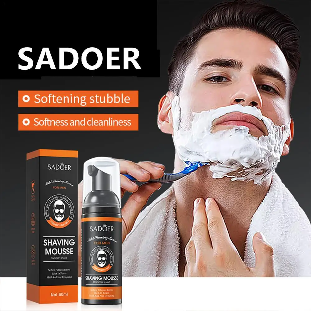 SADOER 60ml Man Shaving Gels Shaving Mousse Smooth Softening Beard Roots With Aloe Essence Mild Not Irritaing Clean Cream