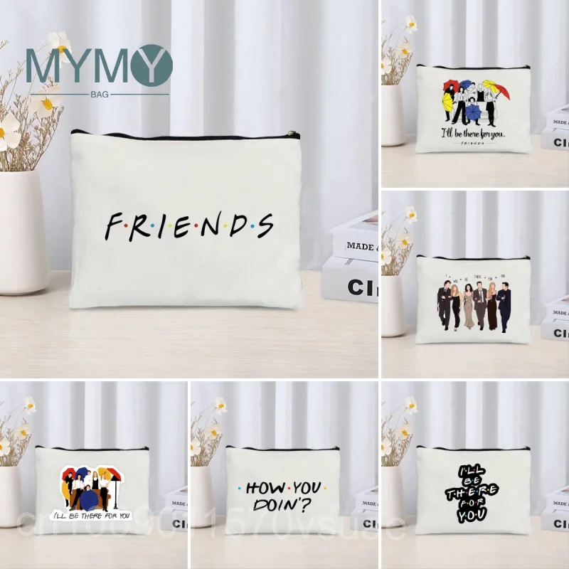 Friends TV Show Printed Makeup Bags Cosmetic Bag with Zipper Girl Casual Travel Toiletry Bag Lipstick Storage Pouch Handbags