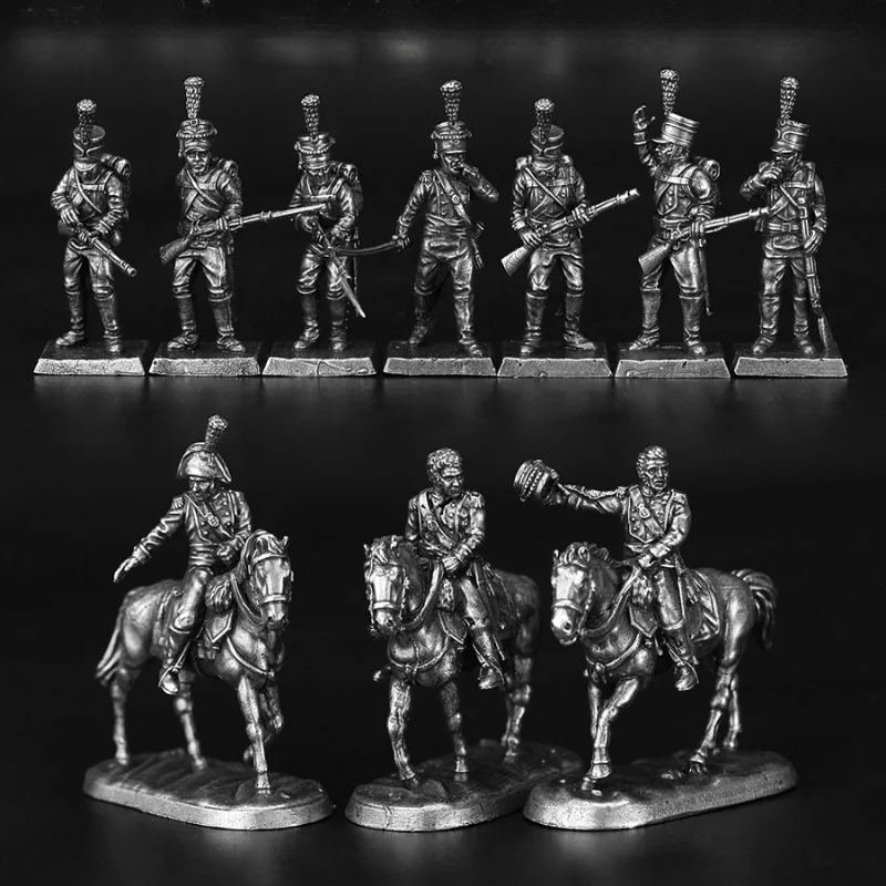 Military French Invasion of Russia Army Array Game Chess Metal Model Ornament  Accessories Display Toys Soldier Action Figures