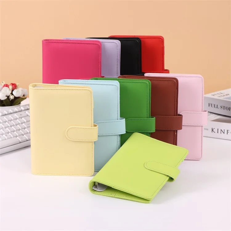 Nueva carpeta de cuero PU Color macarrón A6/A5 DIY, cubierta para cuaderno, Agenda, planificador, cubierta de papel, papelería escolar