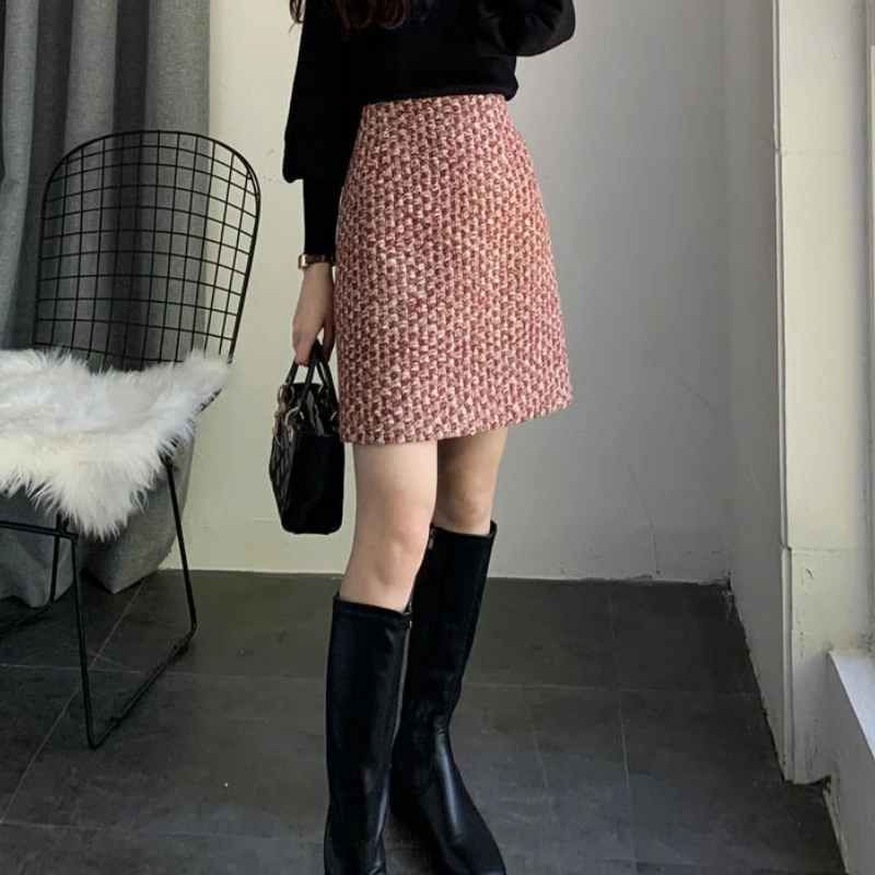 

Skirts Women Mini Bright Silk Panelled French Style Vintage Aesthetic Sexy Lady Slim Autumn Design Casual Ins Feminino All-match