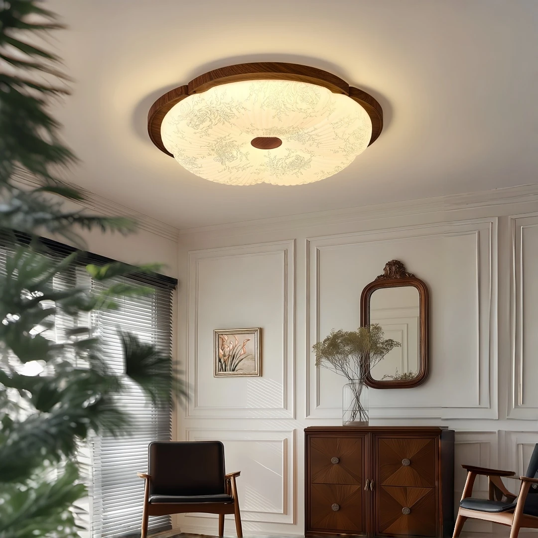 Vintage Floral Pattern Flush Mount Ceiling Light for Living Room Bedroom Dining Room Kitchen Island Cafe Restaurant Home Decor
