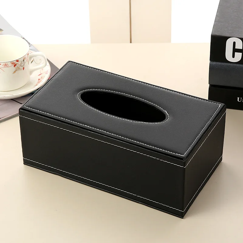 High-Quality Leather Paper Drawer, Living Room, Household Tissue Box, Creative PU Napkin Paper Box, Car Mounted Tissue Paper Box