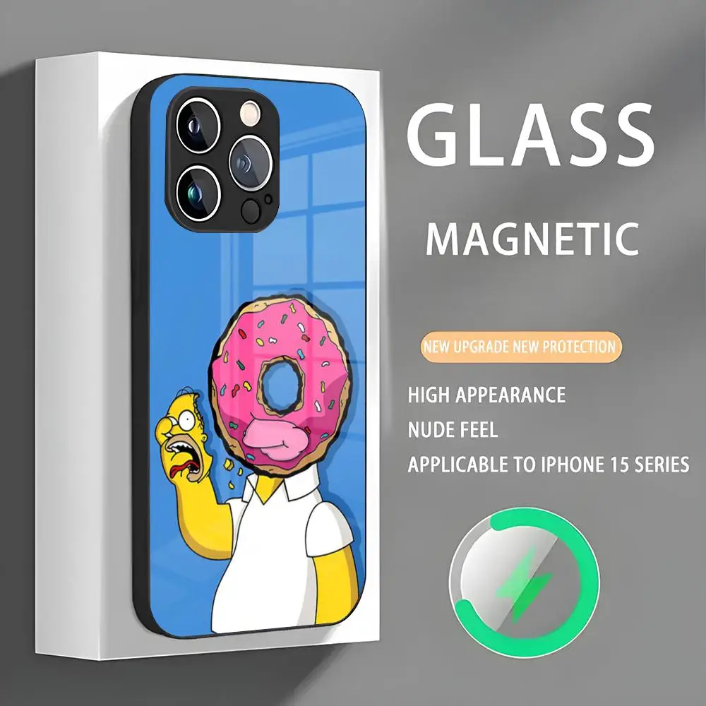 The S-Simpsons-s Donuts Phone Case Iphone 16 Pro Max Case 15 14 13 12 11 X XR XS XSMAX 8 Plus Mini Pro Max Glass Magnetic Phone