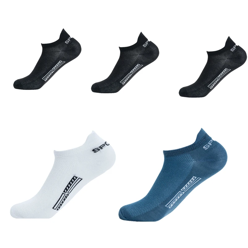5 Pairs/Lot High Quality Men Ankle Socks Breathable Cotton Sports Mesh Casual Athletic Thin Cut Short Sokken Plus Size, image 23
