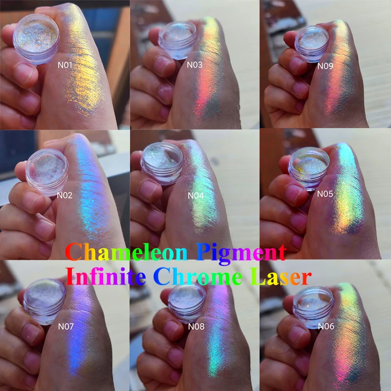 Net-1g Chameleon Polarized Eyeshadow Nail Powder 7 * Colors Iridescent Holographic Nail Powder DIY Manicure Chameleon Powder