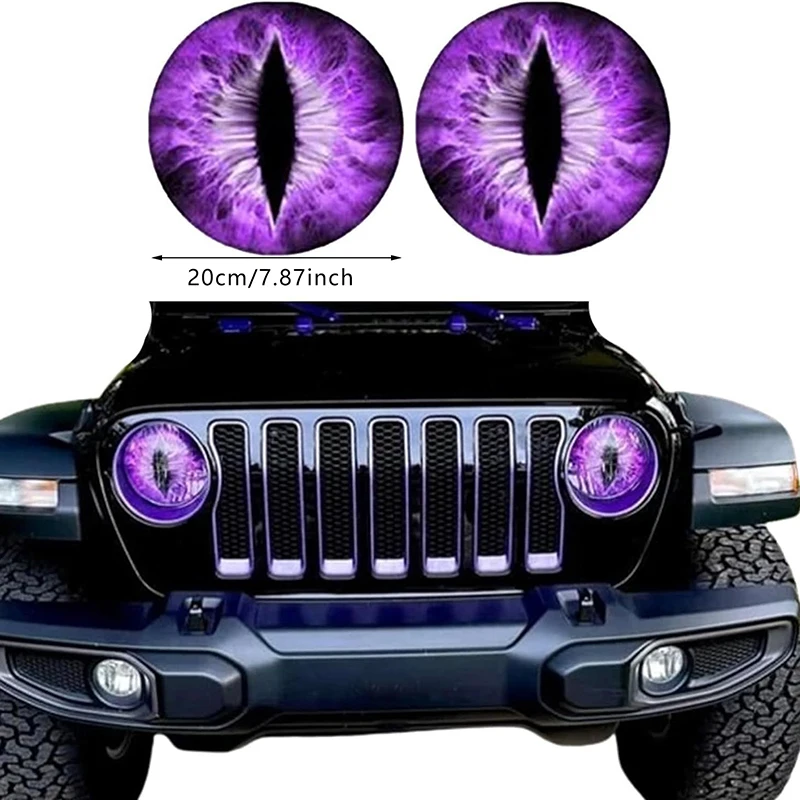 Beast Eyes Headlight Decals, Eye Decals For Jeep Headlights, 3D Stereo Eyes Headlight Decal Stickers, Headlight Round Eye Decal