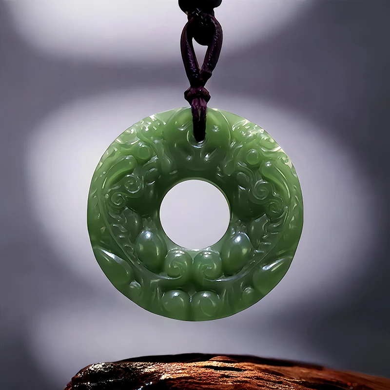 Real Hetian Jade Pixiu Pendant Necklace Carved Jewelry Amulet Men Designer Gemstone Natural Stone Charm Luxury Gift Vintage