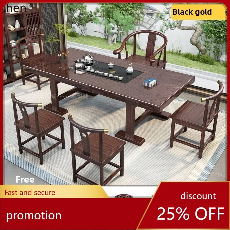 ZML Solid Wood  Board Tea Table and Chair Set for Office and Home Use, Kung Fu  Brewing Table, Tea Table, Tea Set Integrated