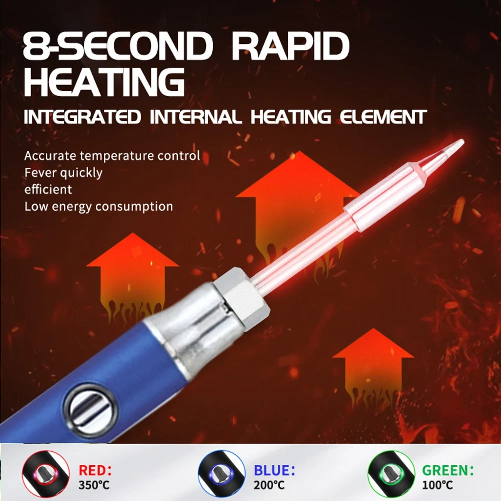 

Мини-паяльник с резьбой 510, 3-уровневый контроль температуры, с насадкой, 1100 мАч, USB-перезаряжаемый