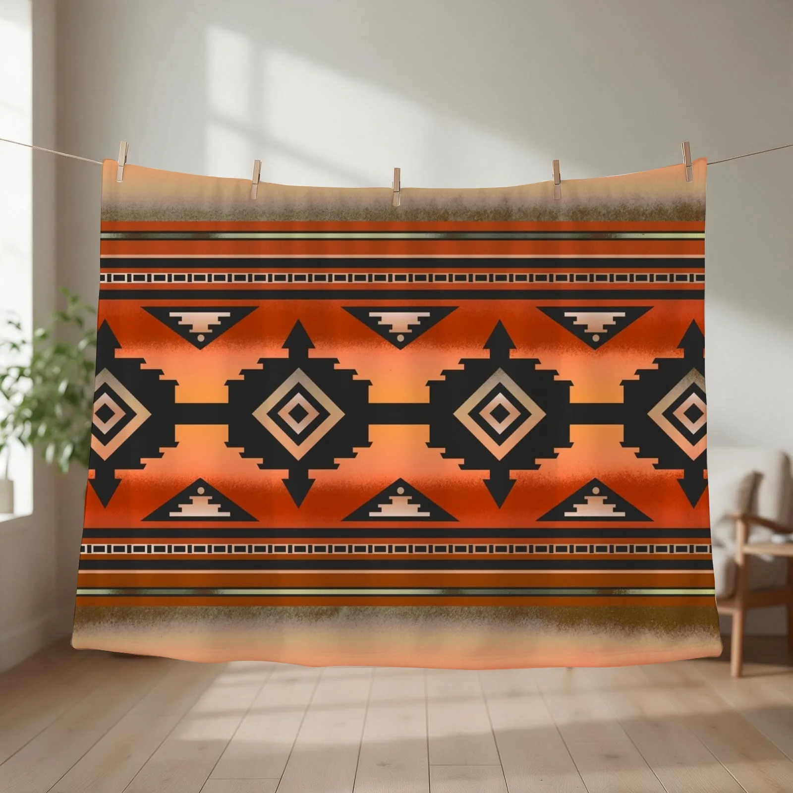 Canyon Navajo Rust Throw Blanket couch cozy soft plush fuzzy picnic outdoor blanket