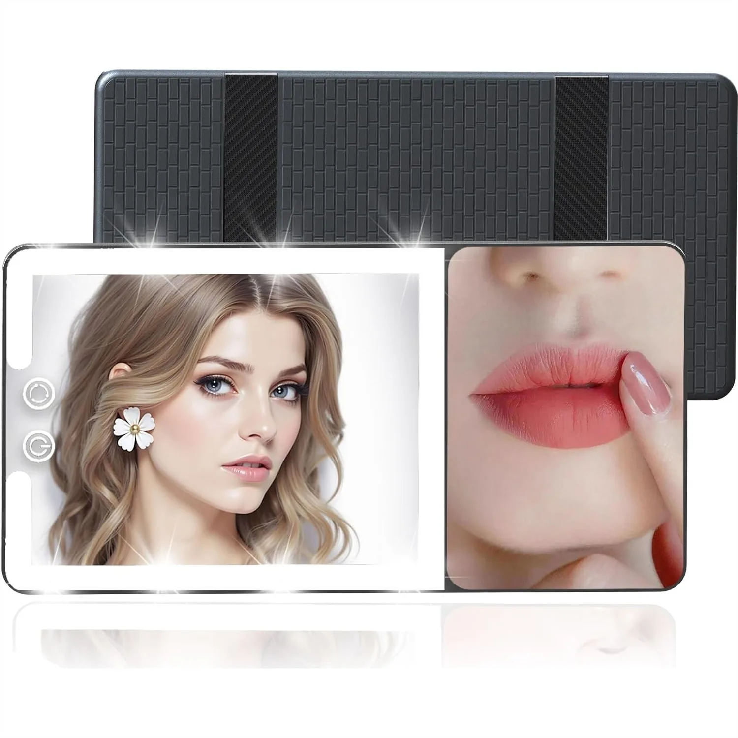 

Car Visor Vanity Mirror with Lights, 6in 20X Magnifying Mirror, Rechargeable Touch LED Makeup Mirror for On-the-Go Beauty