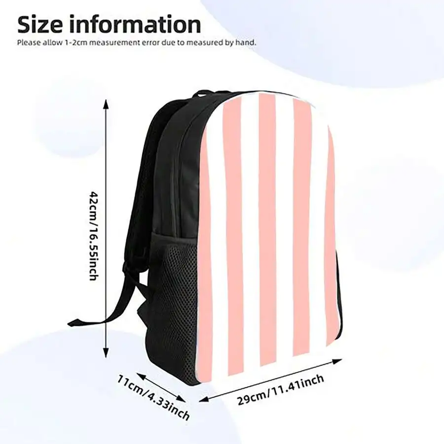 Pink And White Vertical Stripe Backpack For Adults Minimalist Casual College Use