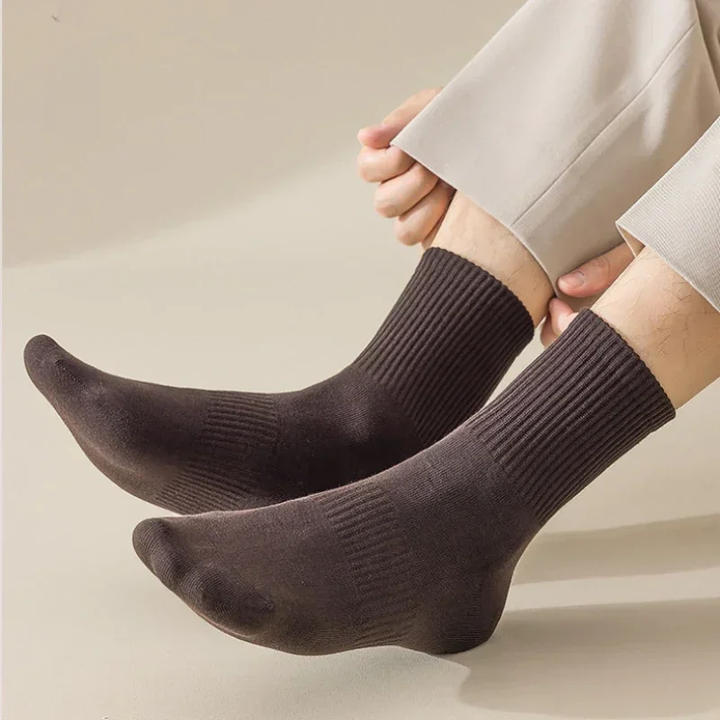 96% reine Baumwolle Herren socken 5 paare/los hochwertige Business anti bakterielle lange dicke Socken lässig atmungsaktiv Herbst Winter