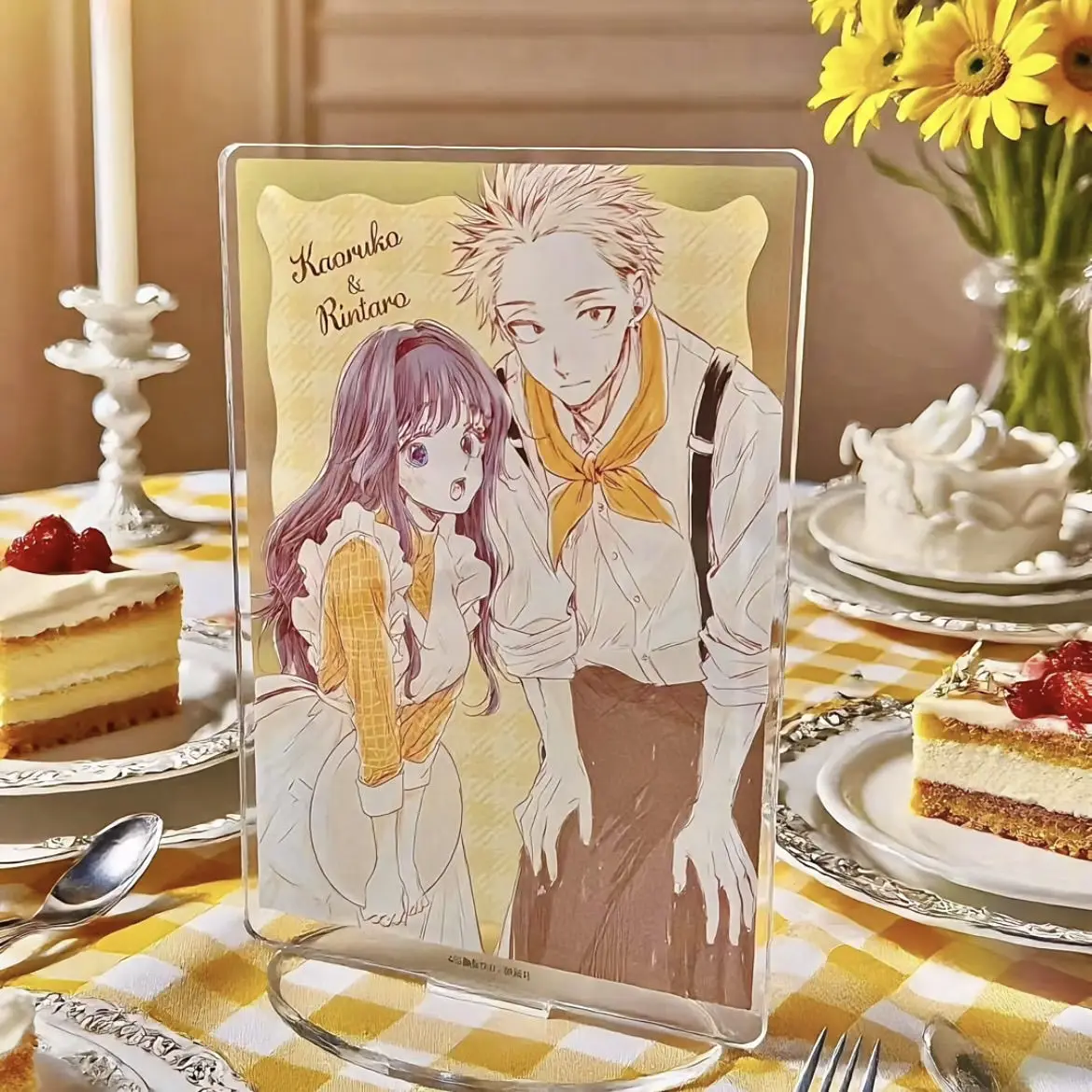 Kaoru Hana Wa Rin To Saku Coffe Shop حامل أكريليك Tsumugi Rintaro Figure Waguri Kaoruko Standee عرض مجموعة سلع الرسوم المتحركة
