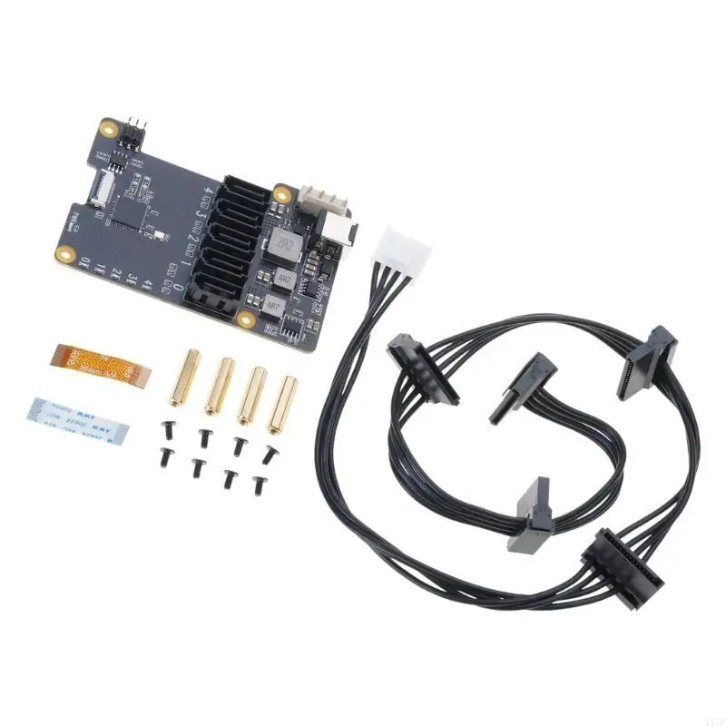 4X7E X1009 บอร์ดขยาย 5 พอร์ตช่วยเพิ่มสำหรับ RPi 5 5B การตั้งค่าหลายพอร์ตอะแดปเตอร์บอร์ดความเร็วสูงสุด 5Gbps