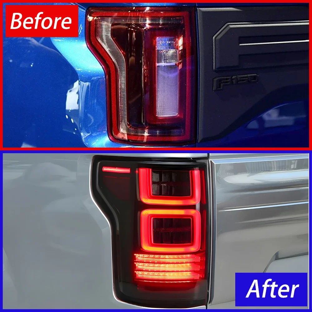 For Ford Raptor F150 2015-2019 LED Auto Rear Back Lamps Assembly Upgrade Highlight Flicker Car Taillights Accessories