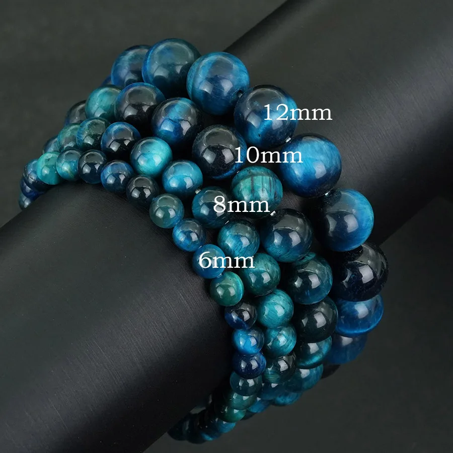 Grade A Natural Blue Tiger Eyes Stone Bracelet Women Men 6mm/8mm/10mm/12mm Smooth Beaded Braslet Valentine Day Gift For Couple