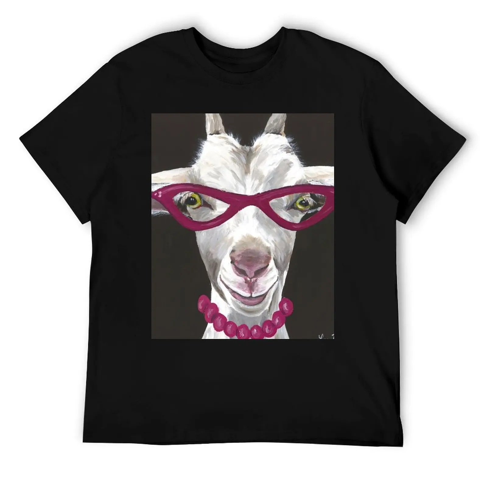 

Funny goat art, goat in glasses art T-Shirt man tshirt t shirts cotton 100% t shirts for man pack cotton T-Shirt