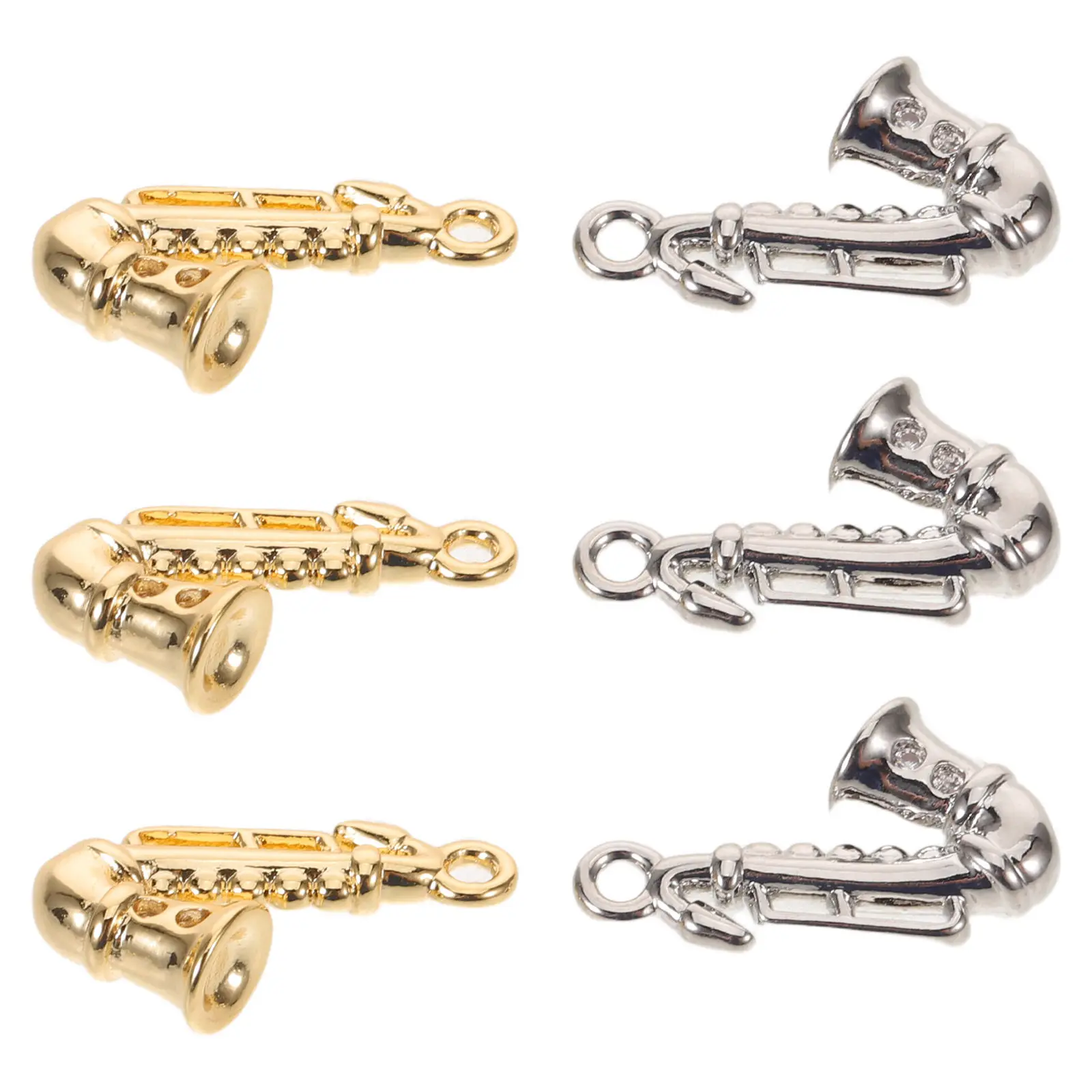 6Pcs Saxophone Pendant Charm Musical Instrument Jewelry Making Supply Metal Dangle Charm for Necklaces Bracelets Earrings