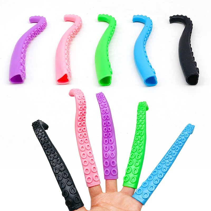 5Pcs/bag Creative TPR Soft Rubber Octopus Finger Cover Quirky Fun Toys Children's Holiday Pranks Scare Toys Birthday Party Gifts