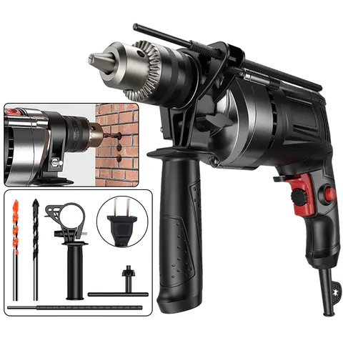 다기능 전기 드릴 Lmpact 드릴 해머, 속도 조절 가능, 전진 및 후진 깊이 체중계, EU 플러그 수공구