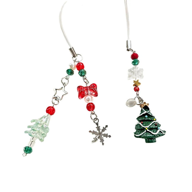 1PC creativo cartone animato fiocco di neve albero di natale portachiavi borsa ciondolo auto portachiavi accessori fai da te decorazioni natalizie