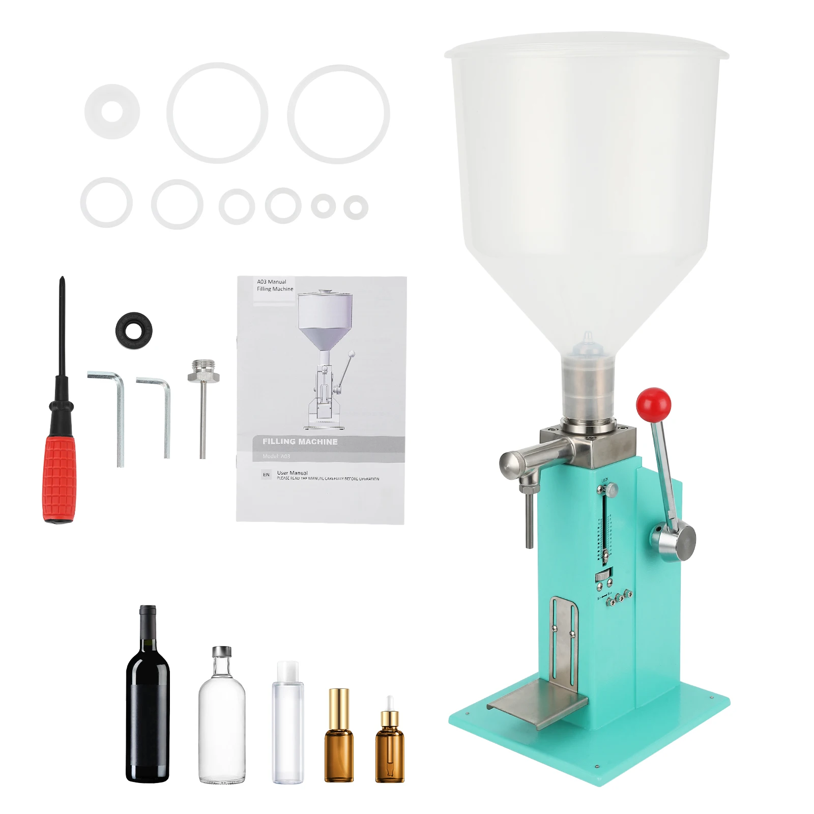 

Manual Paste Liquid Filling Machine Adjustable Volume,Filling Machine with 10L Hopper, for Cream/Cosmetic/Perfume/Medicine/Shamp