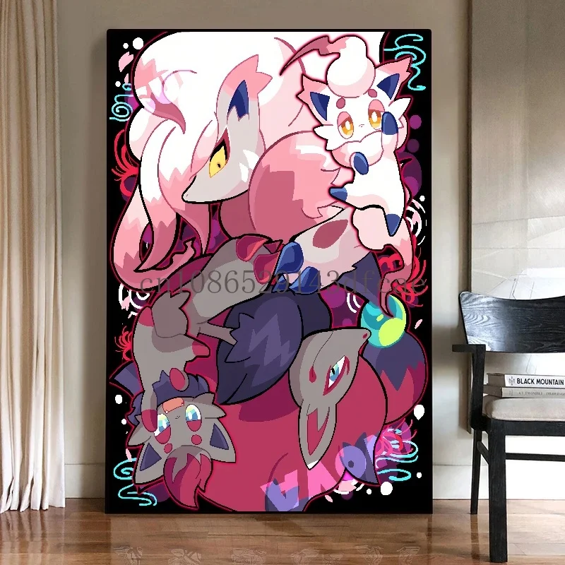 Lukisan kanvas Pokemon Anime Jepang hadiah Poster ho-oh Sylveon dekorasi rumah kamar tidur anak-anak Gambar Seni Dekorasi ruangan Modern