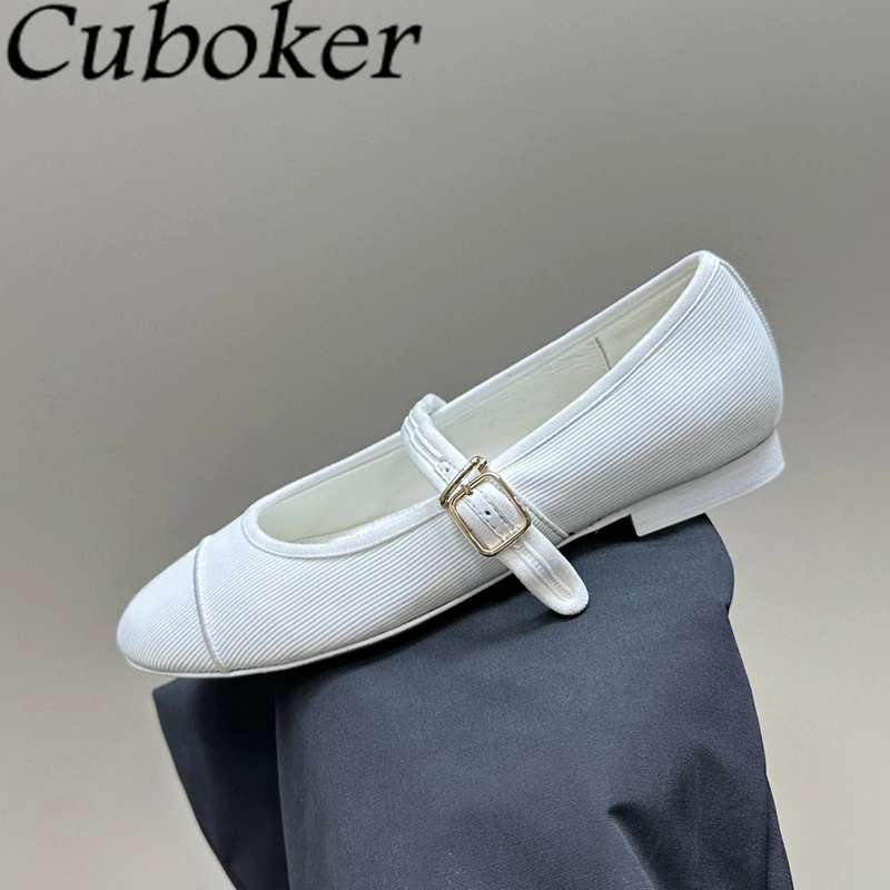 2024 Summer Round Toe Ballet Flat Shoes For Women Real Leather Mary Janes Shoes Daily Casual Loafers Elegant Single Shoes Mujer