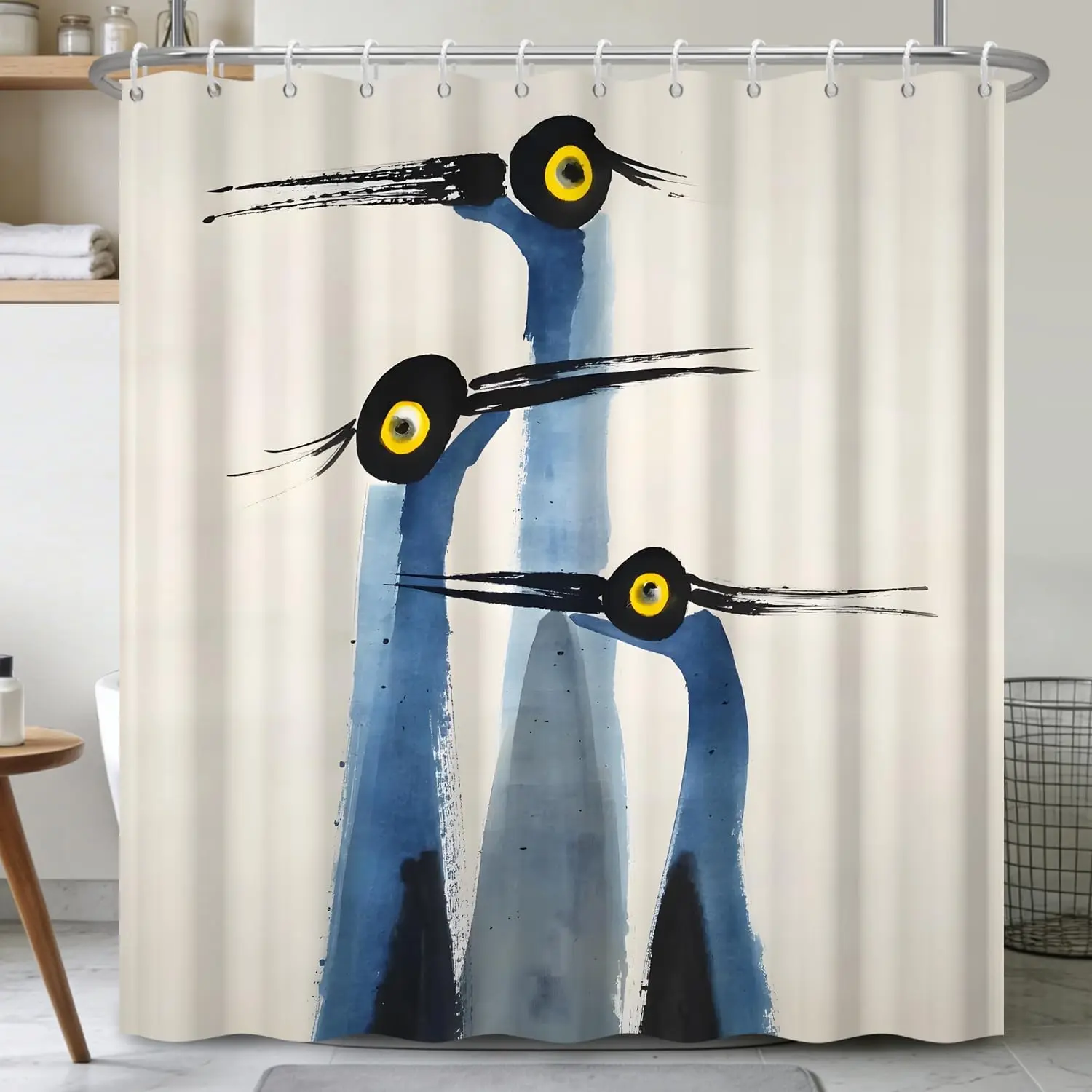 

Abstract Bird Shower Curtain – Brushstroke Art Design, Minimalist Animal Print for Modern Nature-Inspired Bathroom Decor