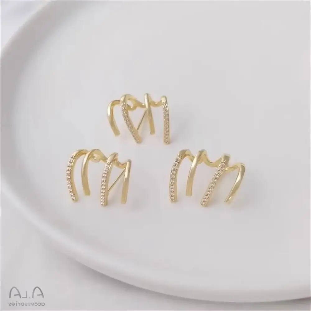 

925 Silver Needle Four Claw Earrings 14K Claw-shaped Zirconium Earrings with Gold Claw Are Fashionable Luxuriou Earrings E252