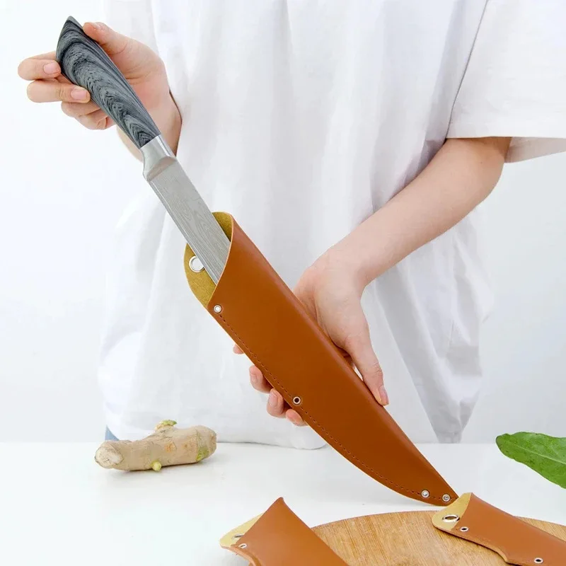 1 قطعة سكين المطبخ غمد بولي Leather الجلود العالمي سكين غمد المحمولة الفاكهة سكين شفرة حامي غطاء حافة الحرس حالة المنزل