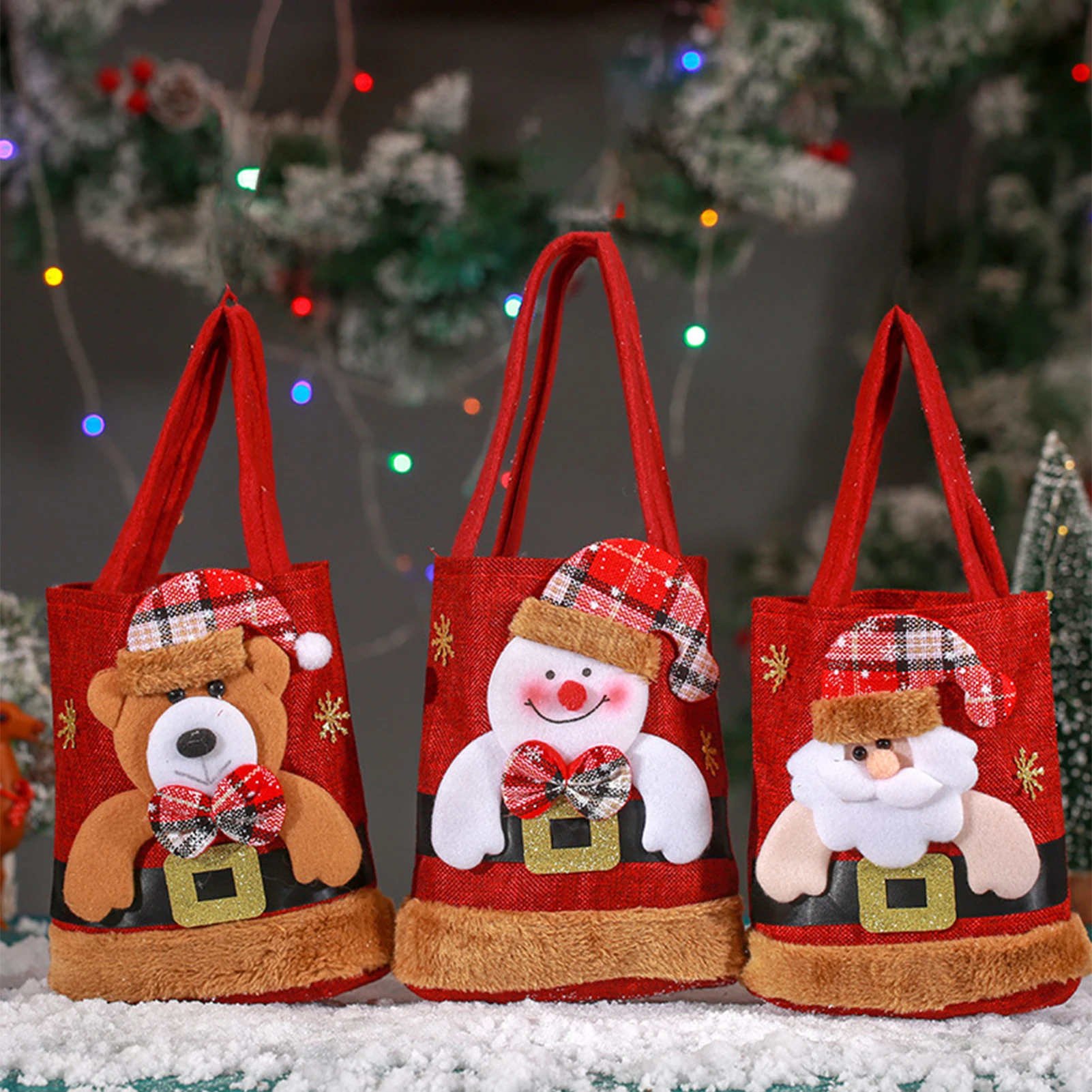 Christmas Knitted Doll Gift Bags with Cute Doll Design Festival Gift Bag Suitable for Family Friends Gifts