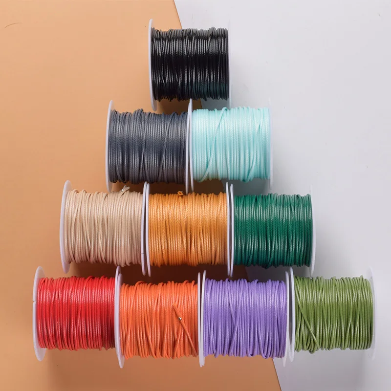 Wholesale 160Metres Waxed Cord 0.5/0.8/1.0/1.5/2.0mm Waxed Thread twine String Strap Necklace Rope Bead For Jewelry Making DIY