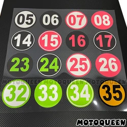 2X Racing Number 05 06 07 08 14 15 16 17 23 24 25 26 32 33 34 35 Tank Pad Helmet Decal Circle Stickers For Motorcycle Motorbike