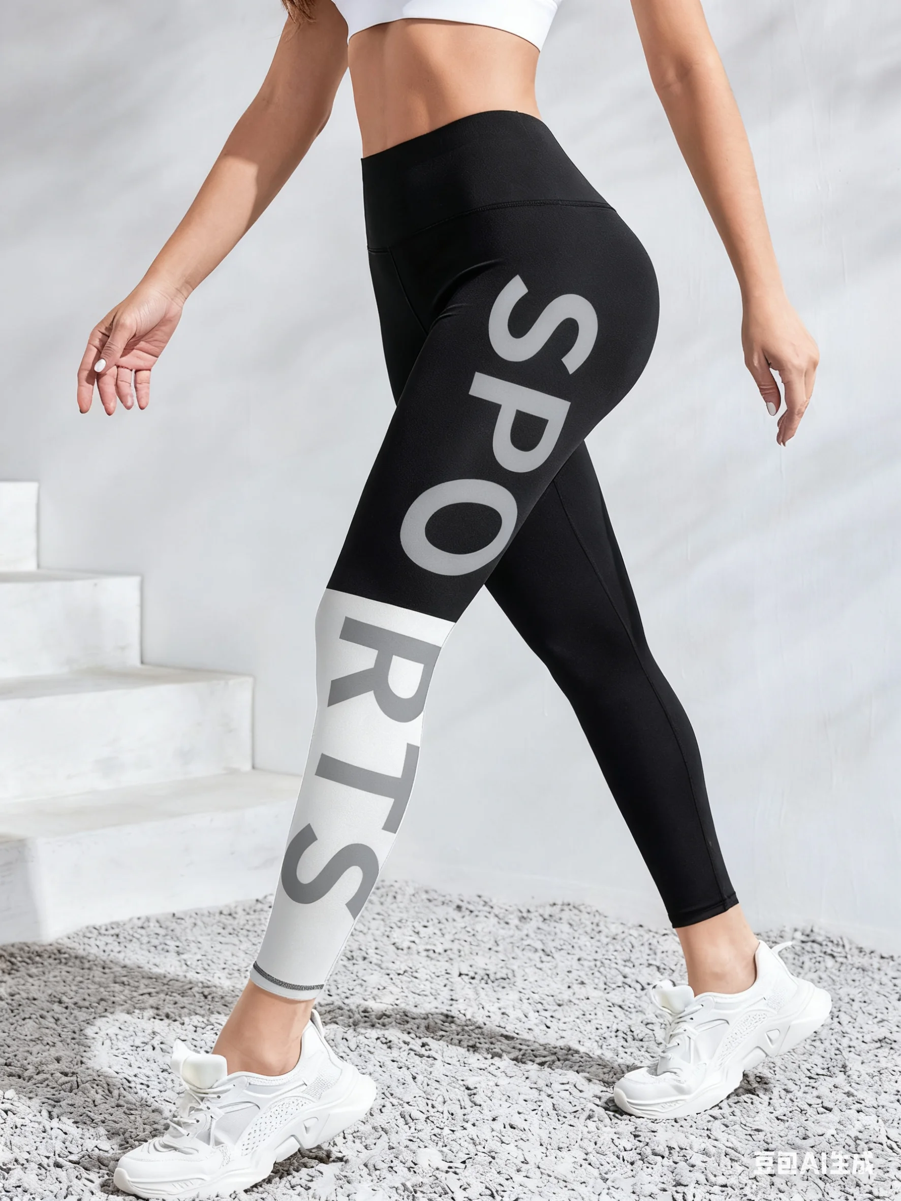 سراويل يوجا نسائية رياضية مطبوعة بأحرف عالية الخصر سراويل ضيقة للتمرين في صالة الألعاب الرياضية والجري ملابس نسائية يومية غير رسمية