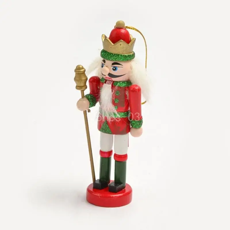 Q6PE 3pcs Wooden Christmas Nutcracker Soldier Pendants King Figurine Toy Ornaments